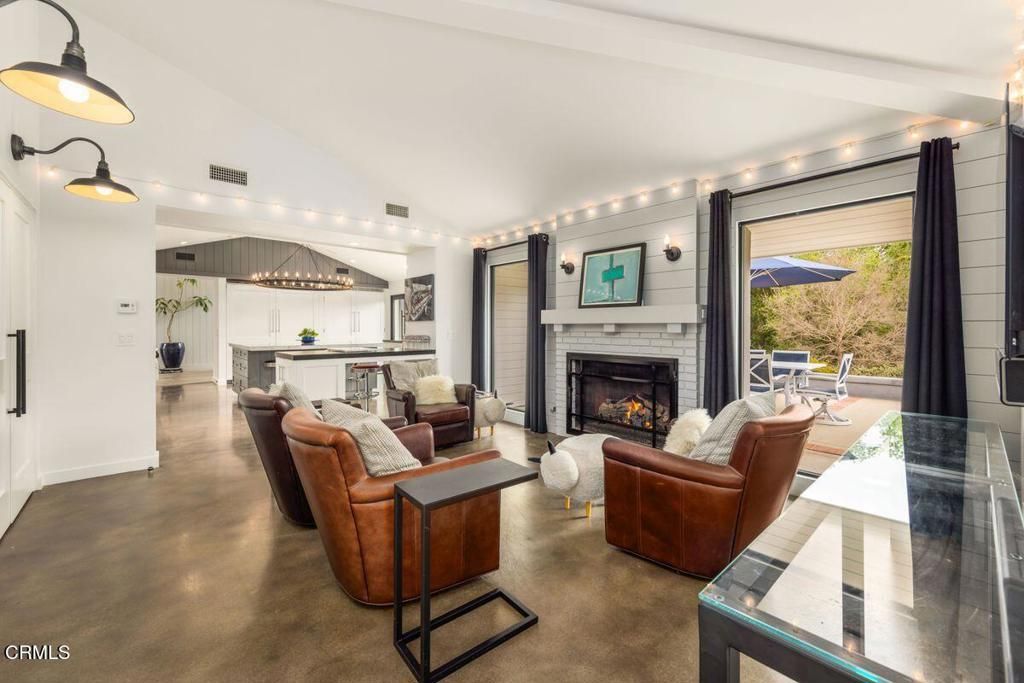 Fireplace, Interior, Kitchen, Living room, Pendant Lights, Recessed Lighting