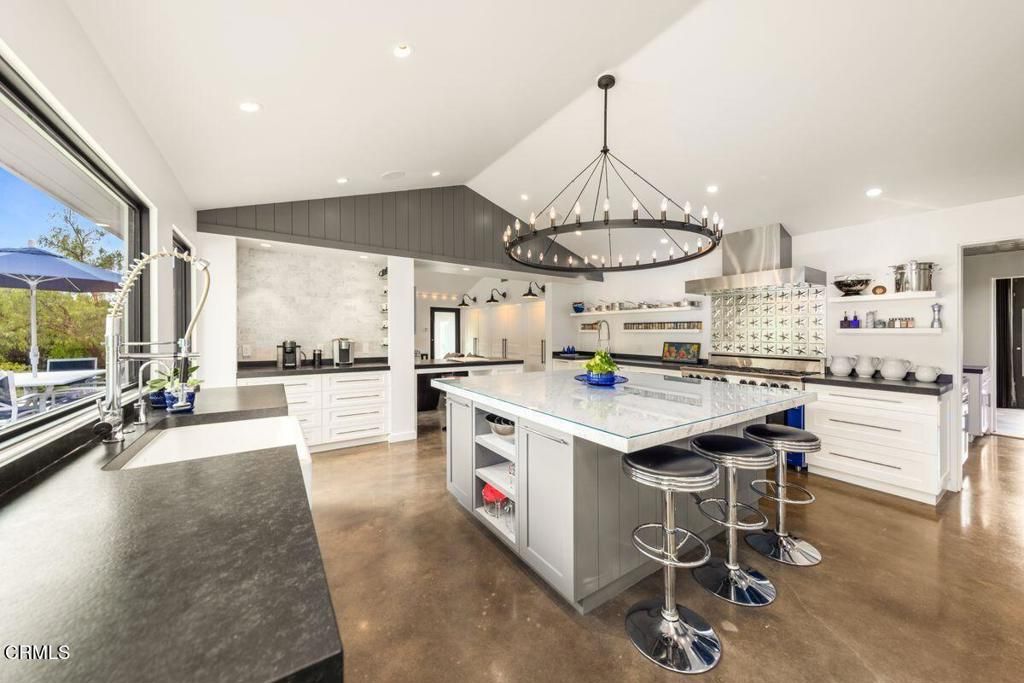 Chandelier, Interior, Kitchen, Pendant Lights, Recessed Lighting, Stainless Steel Appliances