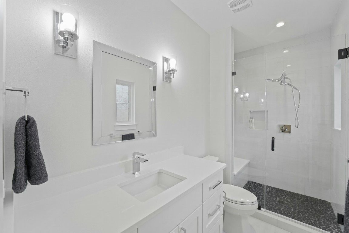 Bathroom, Glass Shower, Interior, Recessed Lighting