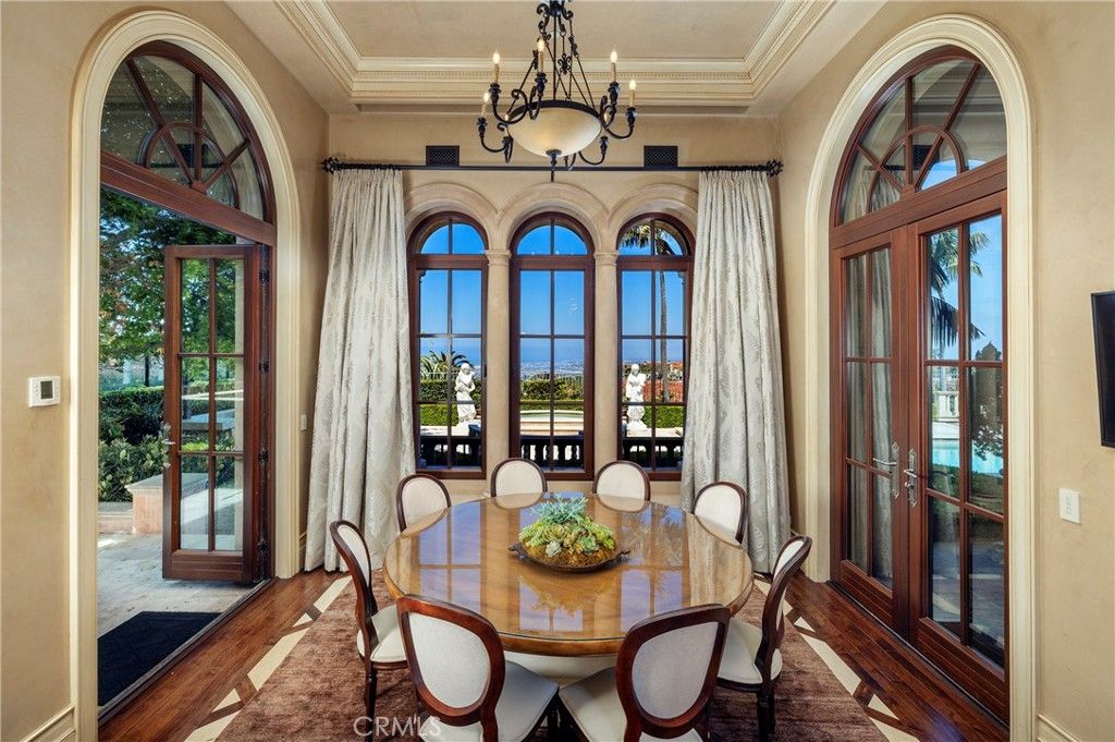 Chandelier, Dining room, Interior, Water, Wood Texture Flooring