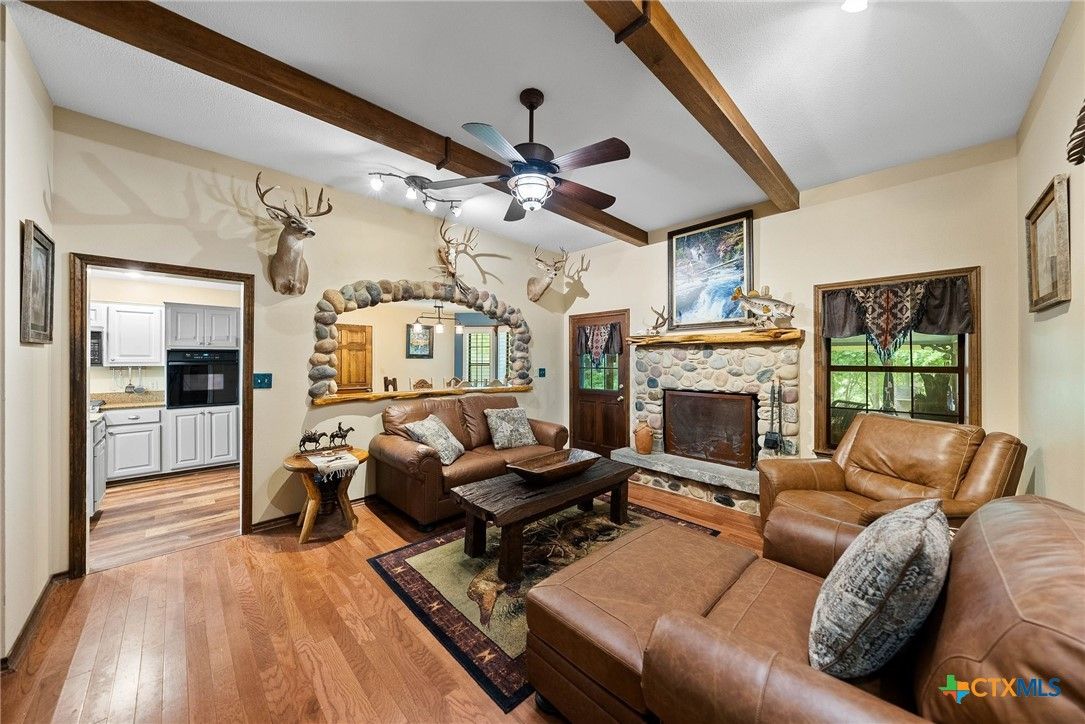 Fireplace, Interior, Living room, Wooden Beams, Wood Texture Flooring