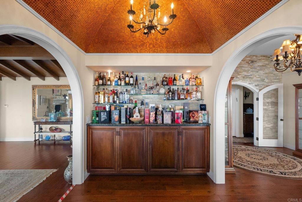 Chandelier, Interior, Stone Walls, Wood Texture Flooring