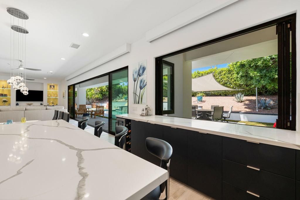 Dining room, Interior, Pendant Lights, Recessed Lighting, Wood Texture Flooring