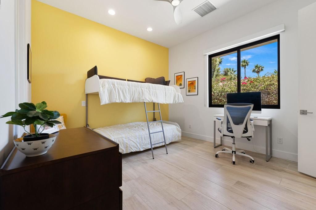 Bedroom, Home Office, Interior, Recessed Lighting, Wood Texture Flooring