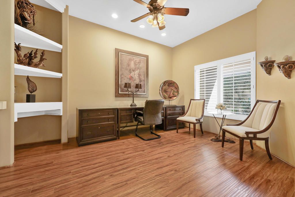 Home Office, Interior, Recessed Lighting, Wood Texture Flooring
