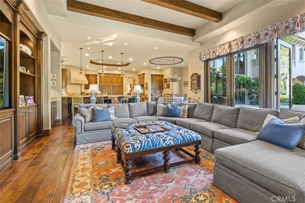 Interior, Kitchen, Living room, Pendant Lights, Recessed Lighting, Stainless Steel Appliances, Wooden Beams, Wood Texture Flooring