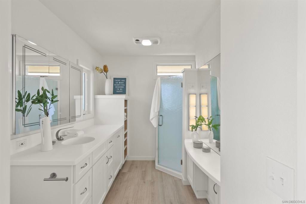 Bathroom, Dual Sink Vanities, Interior, Wood Texture Flooring