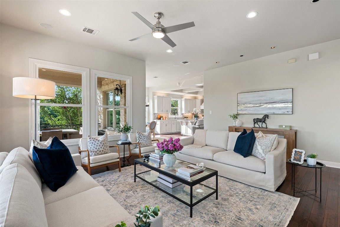 Interior, Living room, Recessed Lighting, Wood Texture Flooring