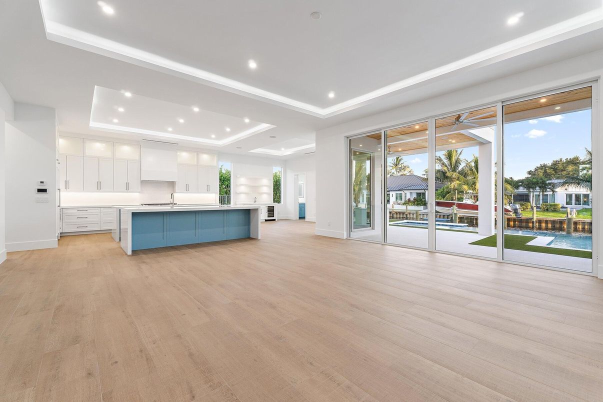 Interior, Kitchen, Recessed Lighting, Wood Texture Flooring