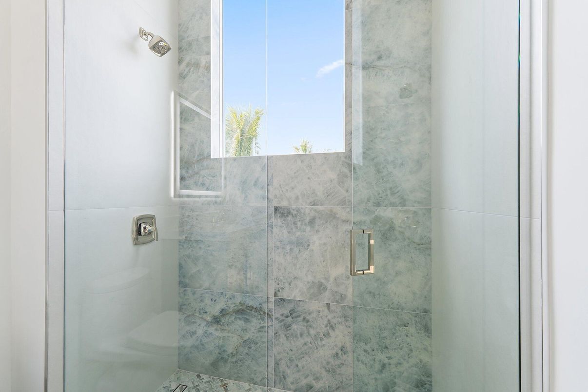 Bathroom, Glass Shower, Interior, Marble Walls