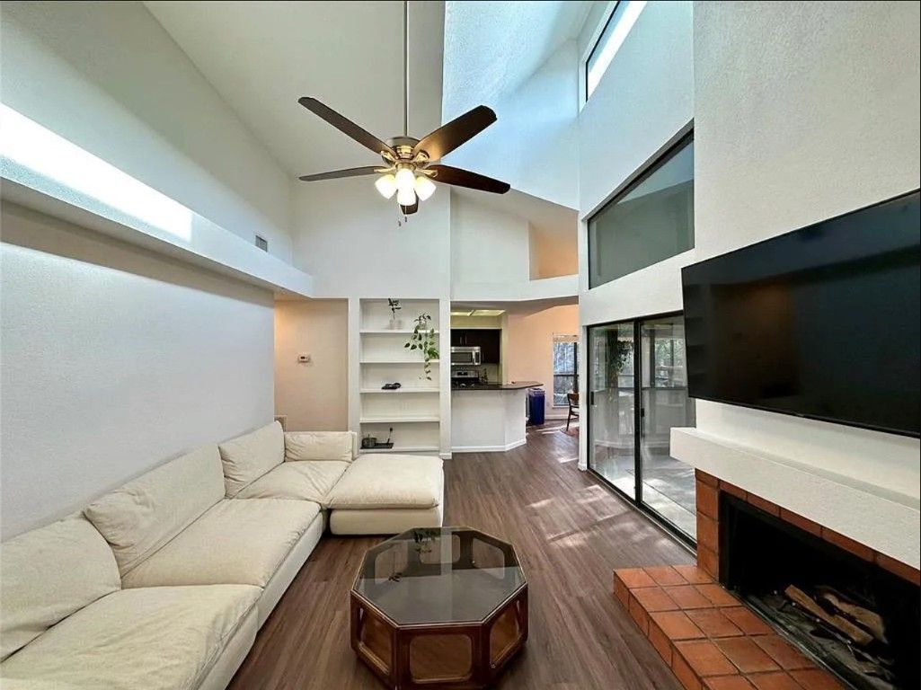 Fireplace, Interior, Living room, Wood Texture Flooring