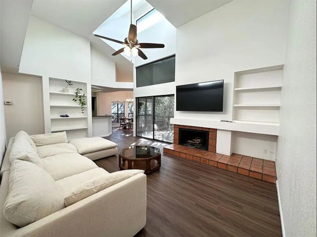 Fireplace, Interior, Living room, Wood Texture Flooring