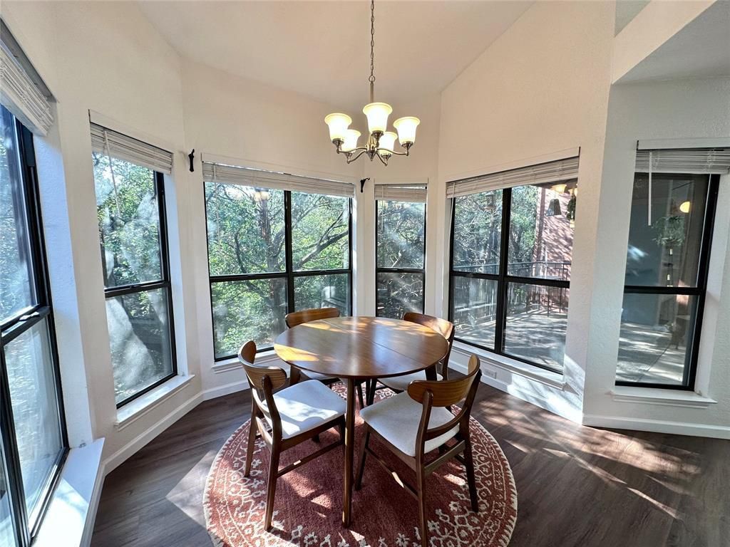 Chandelier, Dining room, Interior, Sun Room, Wood Texture Flooring