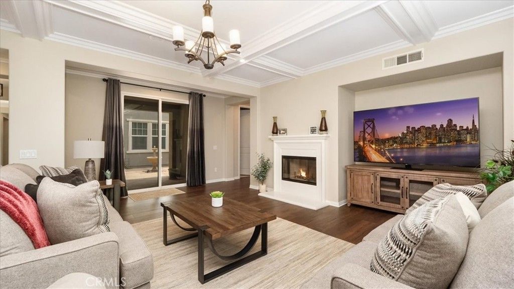 Chandelier, Fireplace, Interior, Living room, Wood Texture Flooring
