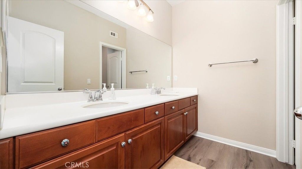 Bathroom, Dual Sink Vanities, Interior, Wood Texture Flooring