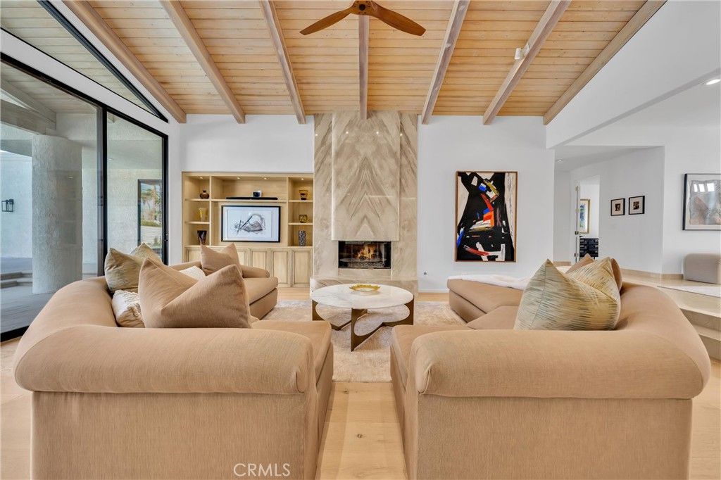 Fireplace, Interior, Living room, Recessed Lighting, Wooden Beams, Wooden Ceilings, Wood Texture Flooring