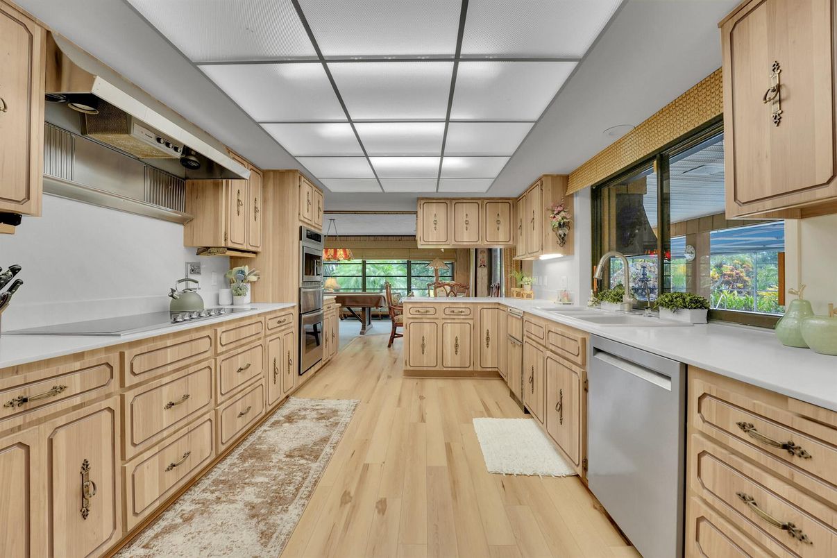 Interior, Kitchen, Stainless Steel Appliances, Wood Texture Flooring