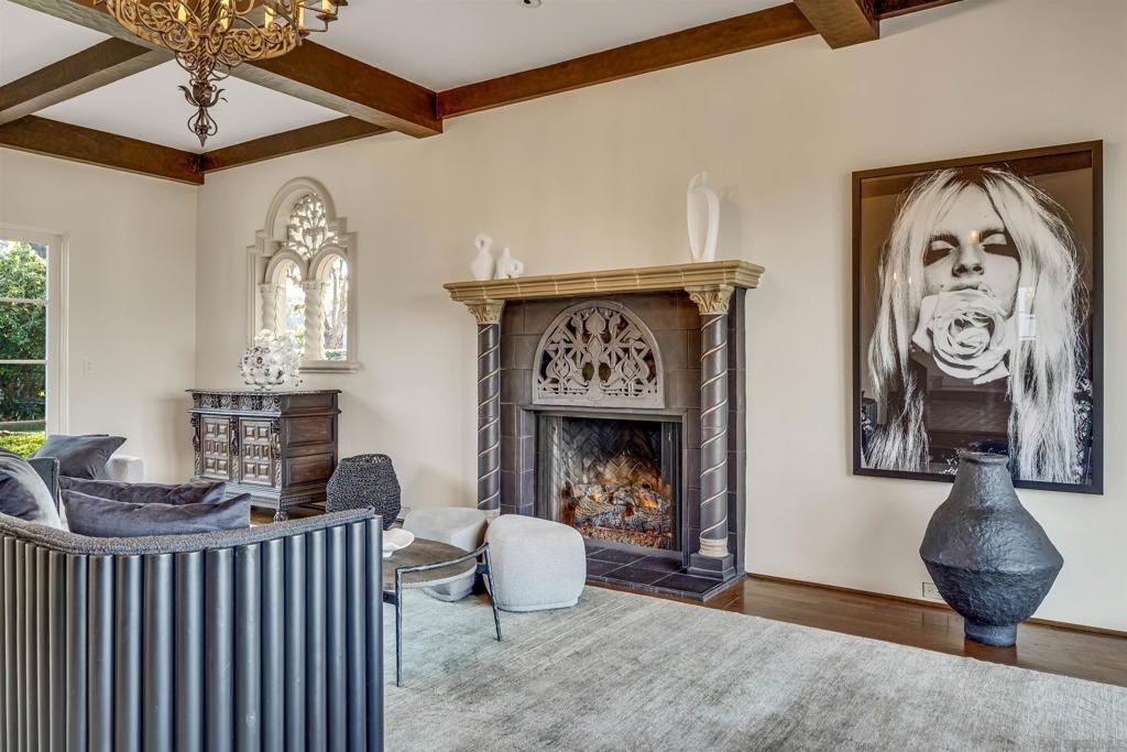 Fireplace, Interior, Living room, Wooden Beams, Wood Texture Flooring