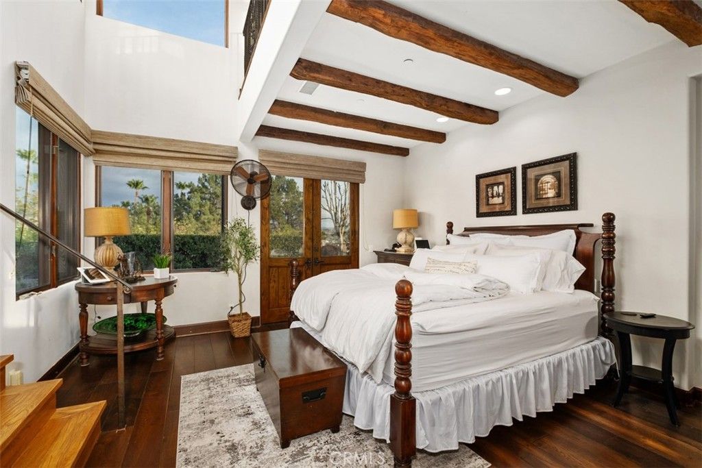 Bedroom, Interior, Recessed Lighting, Wooden Beams, Wood Texture Flooring