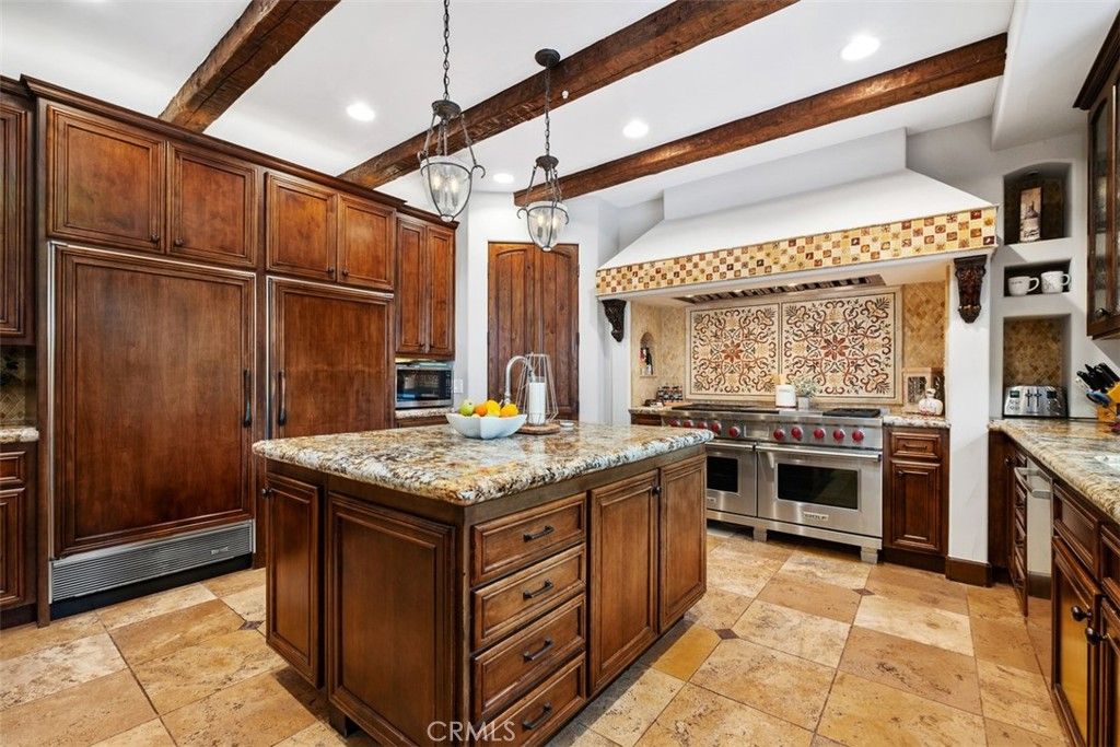Interior, Kitchen, Pendant Lights, Recessed Lighting, Stainless Steel Appliances, Wooden Beams