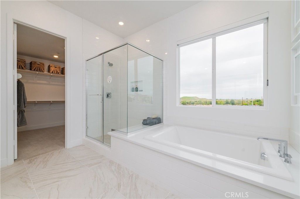 Bathroom, Glass Shower, Interior, Marble, Recessed Lighting, Walk-in Closets