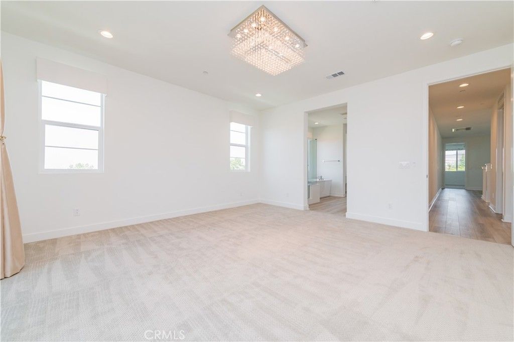 Chandelier, Empty room, Interior, Recessed Lighting, Wood Texture Flooring