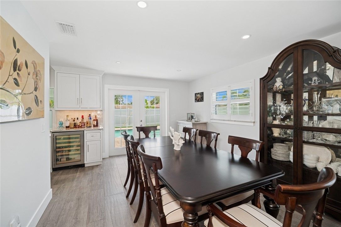 Dining room, Interior, Recessed Lighting, Wood Texture Flooring