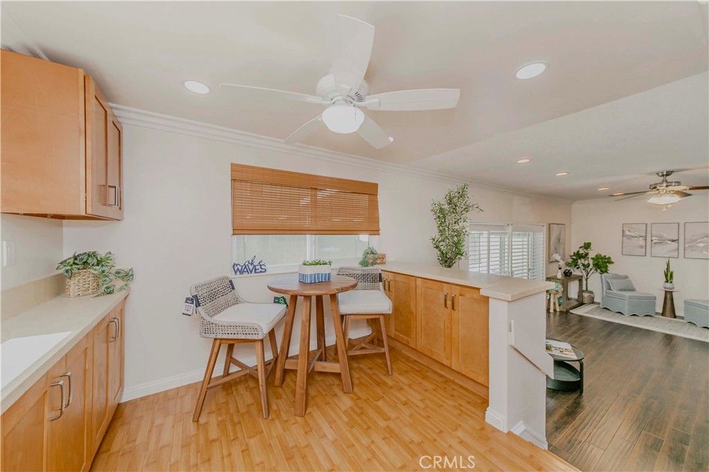 Dining room, Interior, Recessed Lighting, Wood Texture Flooring