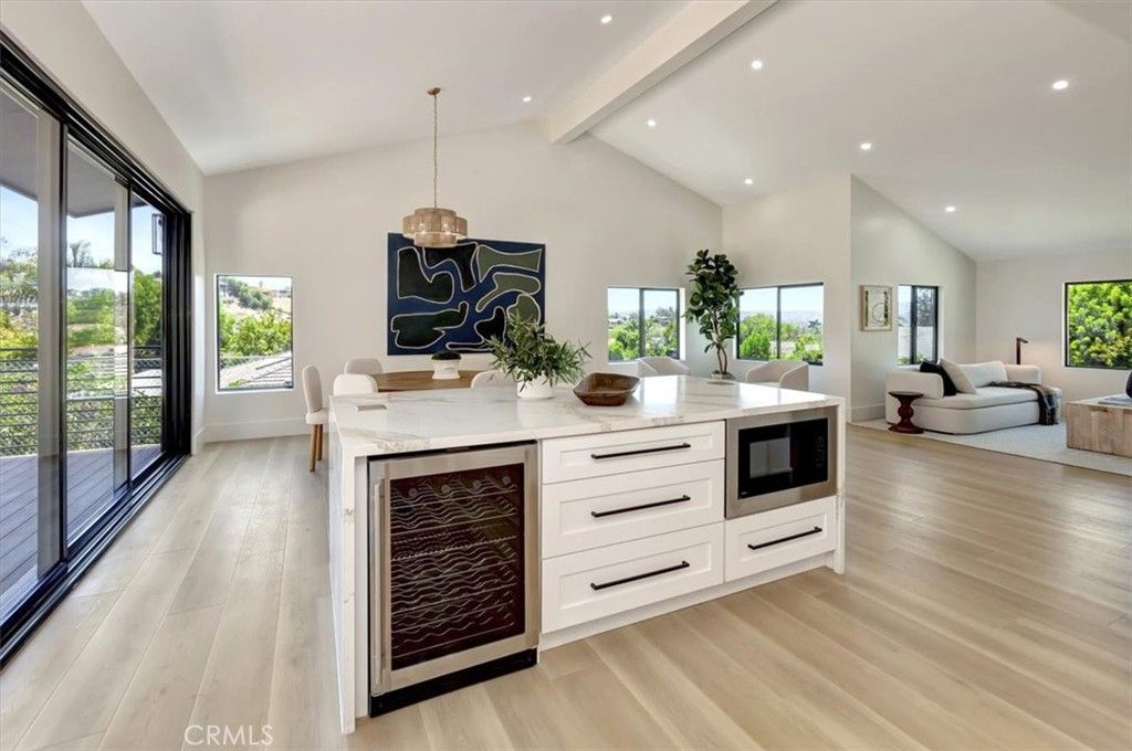Dining room, Interior, Pendant Lights, Recessed Lighting, Wood Texture Flooring