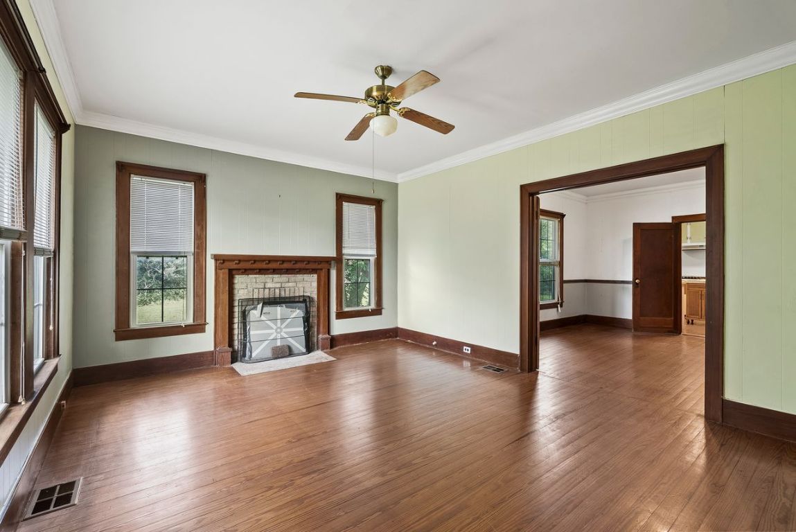 Empty room, Fireplace, Interior, Wood Texture Flooring