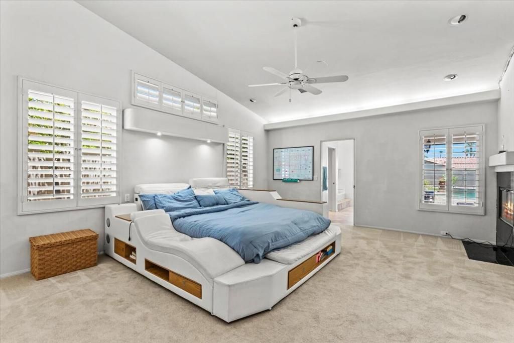 Bedroom, Fireplace, Interior, Recessed Lighting