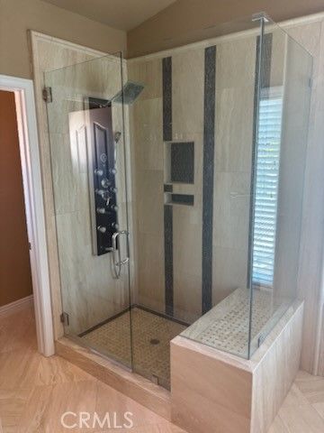 Bathroom, Glass Shower, Interior, Wood Texture Flooring