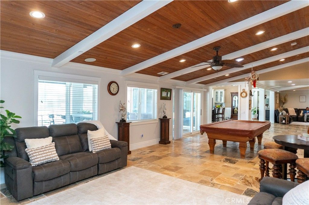 Billiard Table, Game Room, Interior, Recessed Lighting, Wooden Ceilings