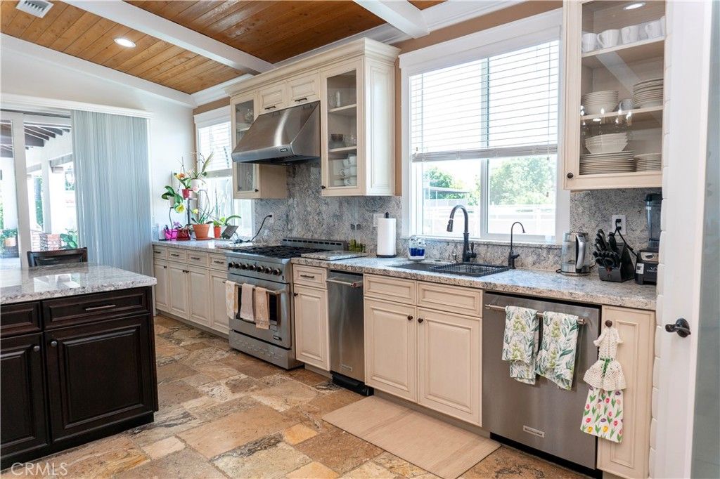 Interior, Kitchen, Recessed Lighting, Stainless Steel Appliances, Wooden Ceilings