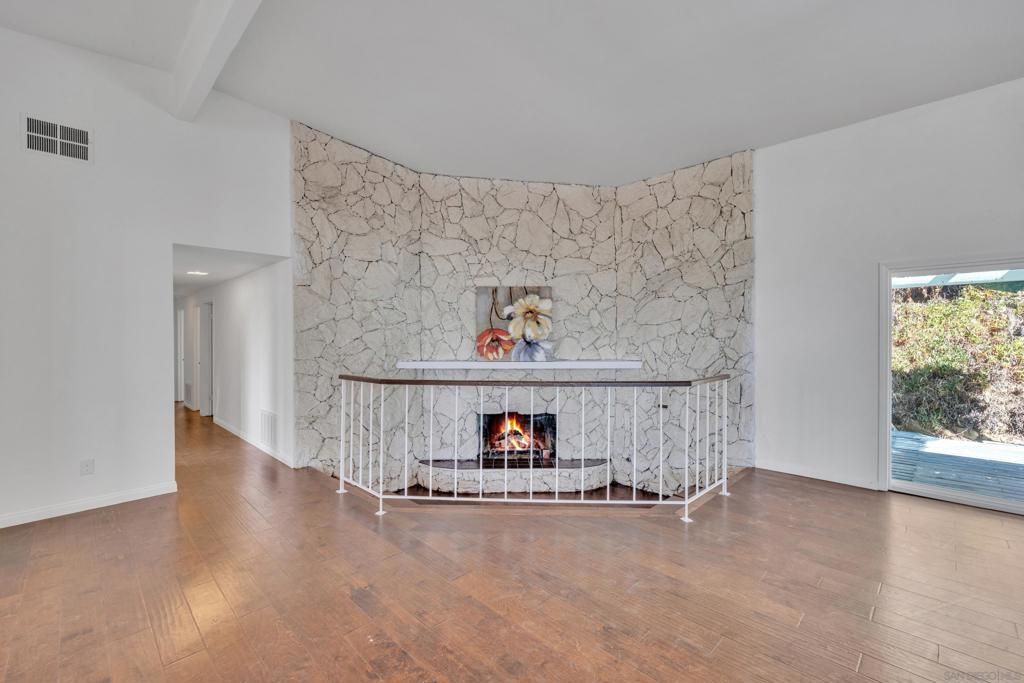 Fireplace, Interior, Stone Walls, Wood Texture Flooring