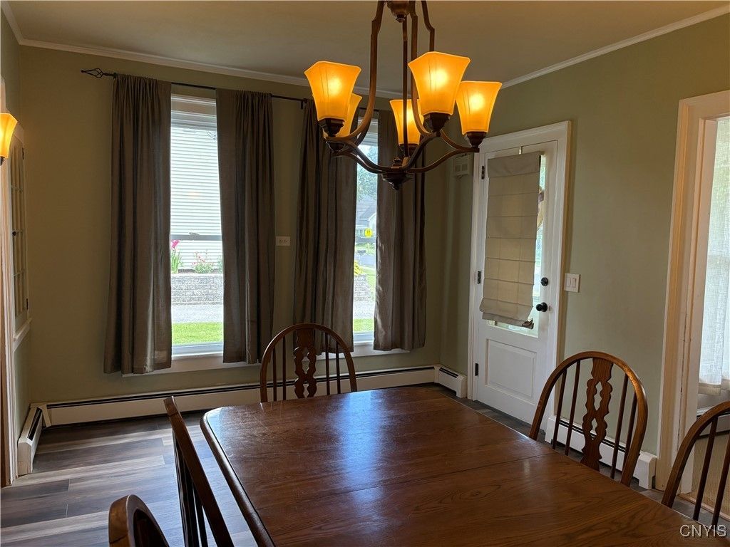 Chandelier, Dining room, Interior, Wood Texture Flooring