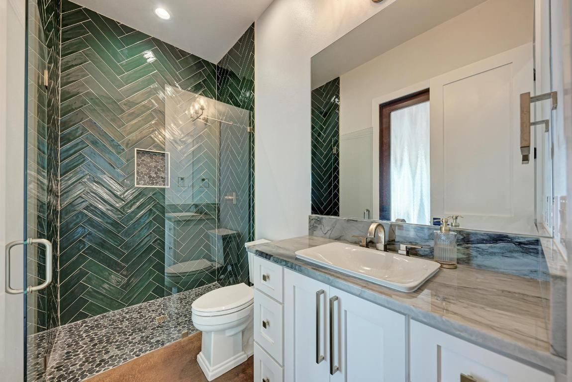 Bathroom, Glass Shower, Interior, Recessed Lighting