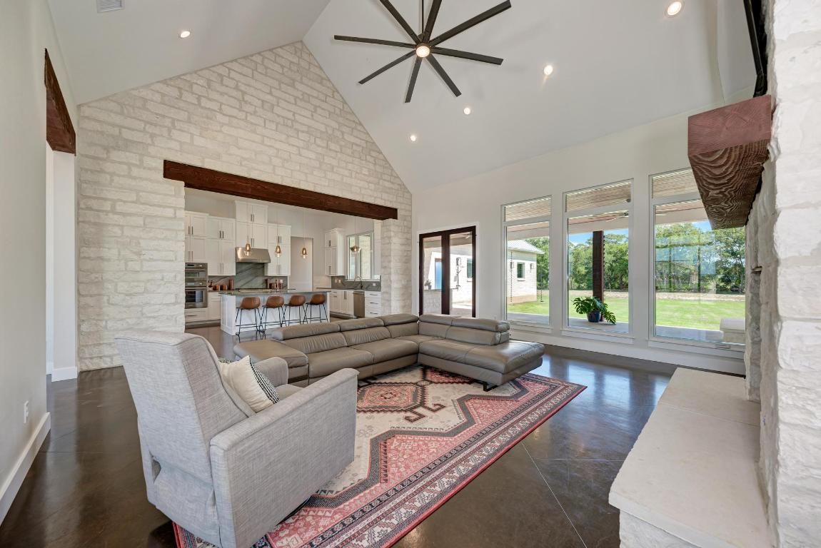 Interior, Kitchen, Living room, Pendant Lights, Recessed Lighting, Stone Walls