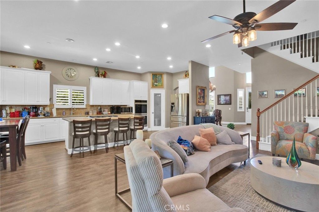 Interior, Kitchen, Living room, Recessed Lighting, Stainless Steel Appliances, Wood Texture Flooring