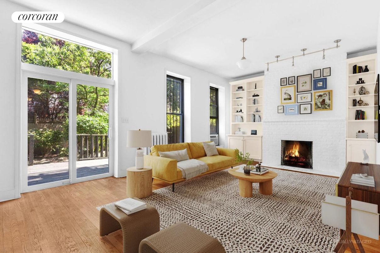 Fireplace, Interior, Living room, Wood Texture Flooring