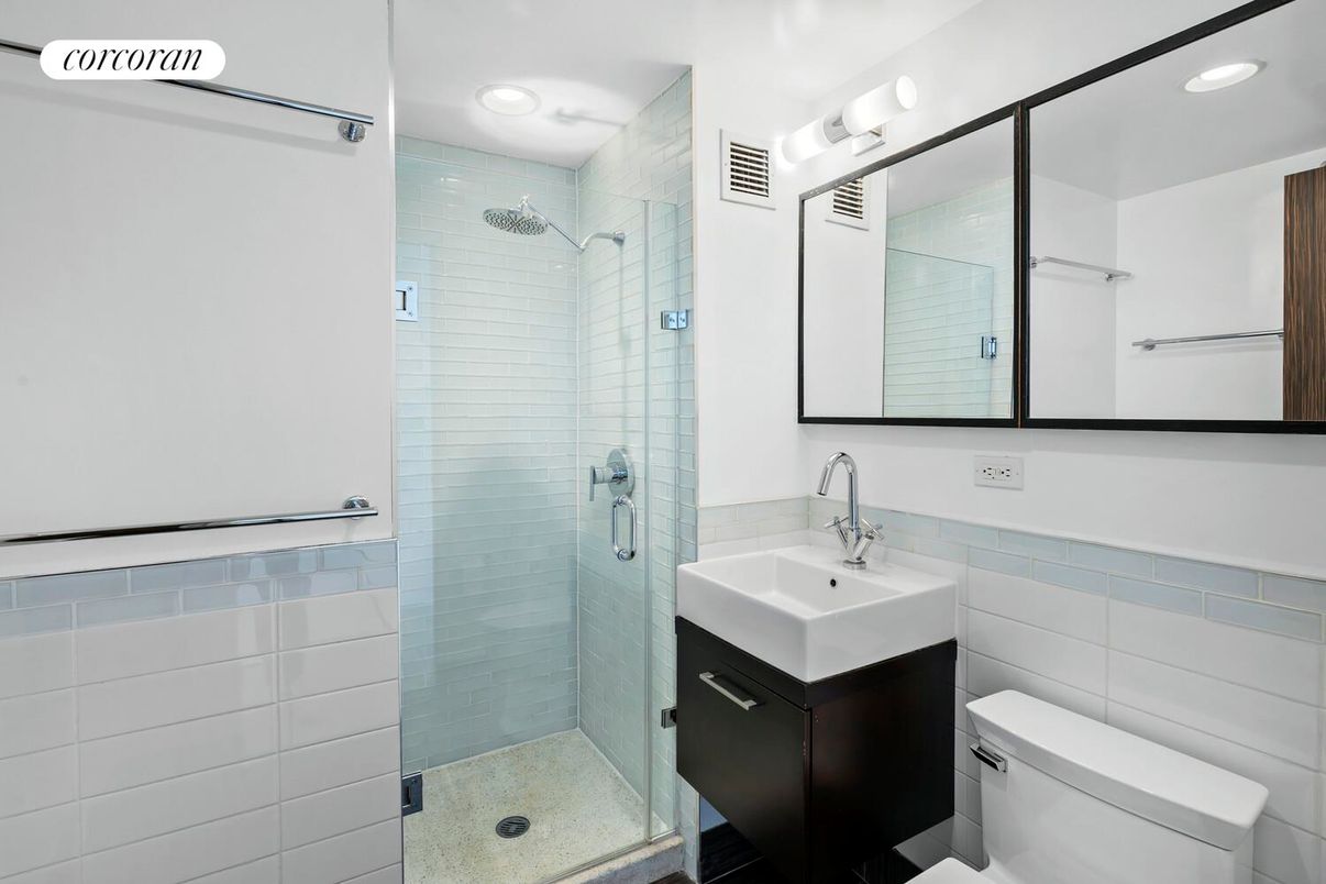 Bathroom, Glass Shower, Interior, Recessed Lighting