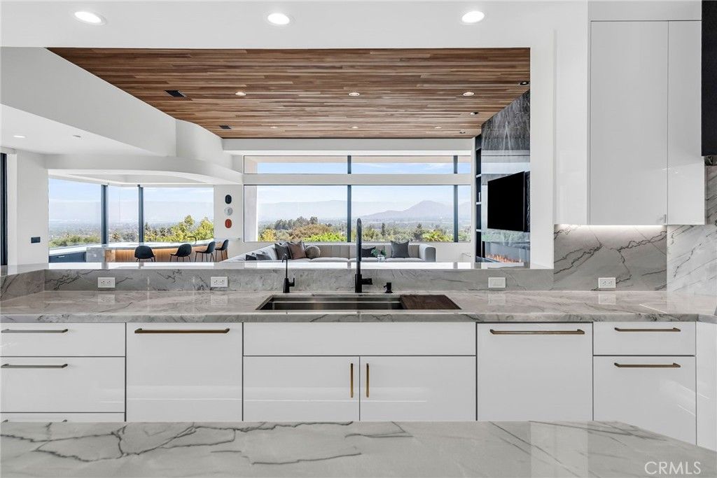 Interior, Kitchen, Marble, Marble Walls, Recessed Lighting, Wooden Ceilings