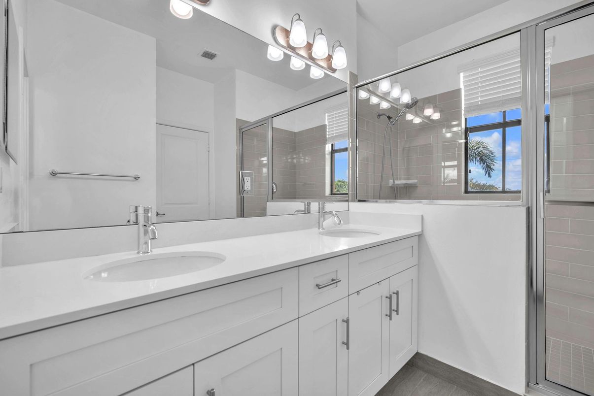 Bathroom, Dual Sink Vanities, Glass Shower, Interior
