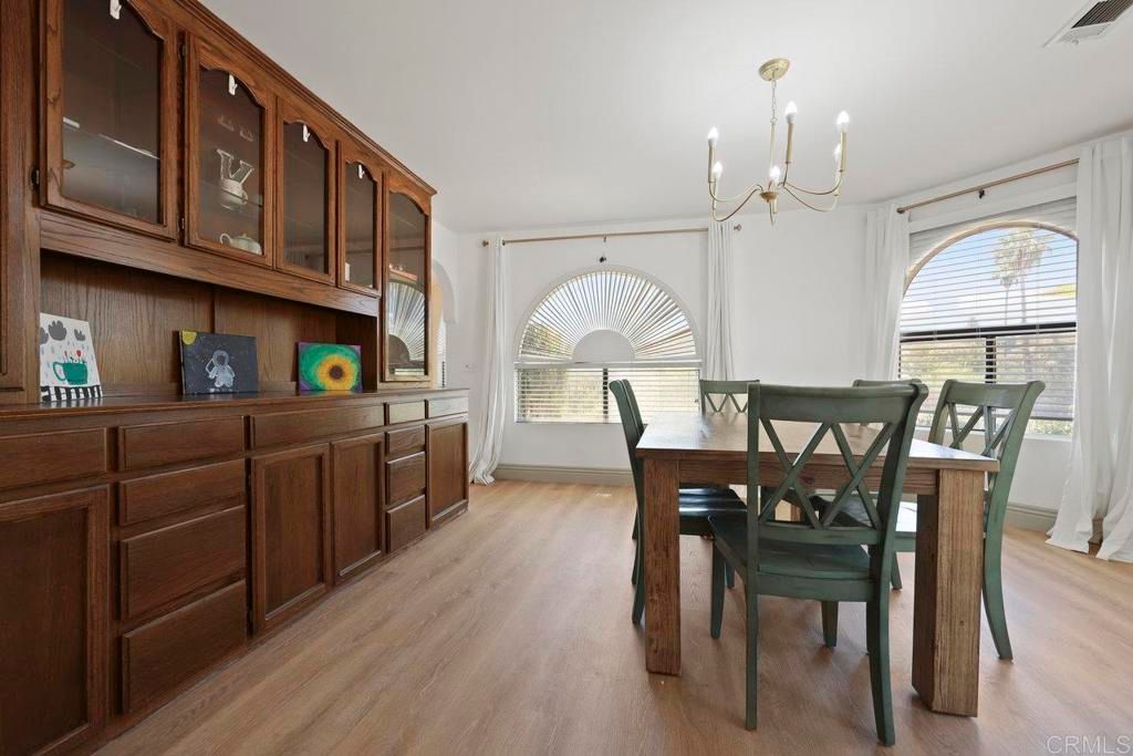 Chandelier, Dining room, Interior, Wood Texture Flooring