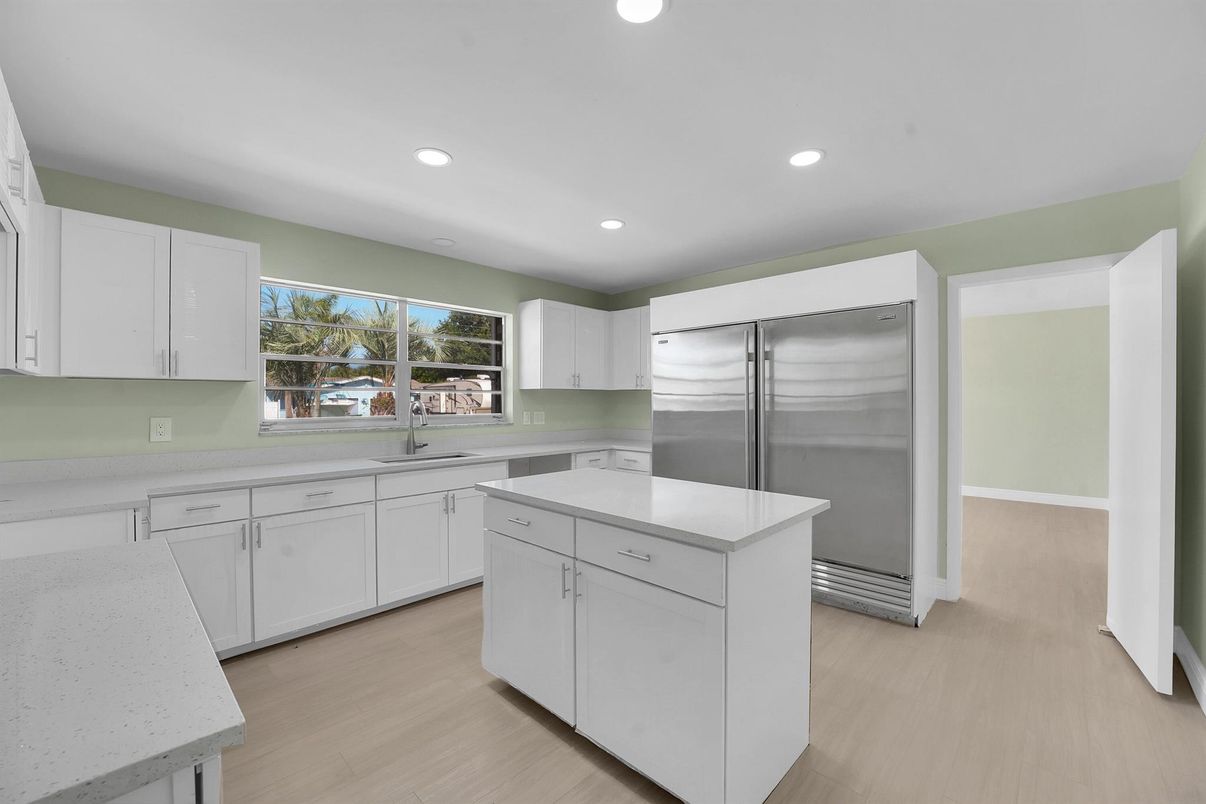 Interior, Kitchen, Recessed Lighting, Wood Texture Flooring