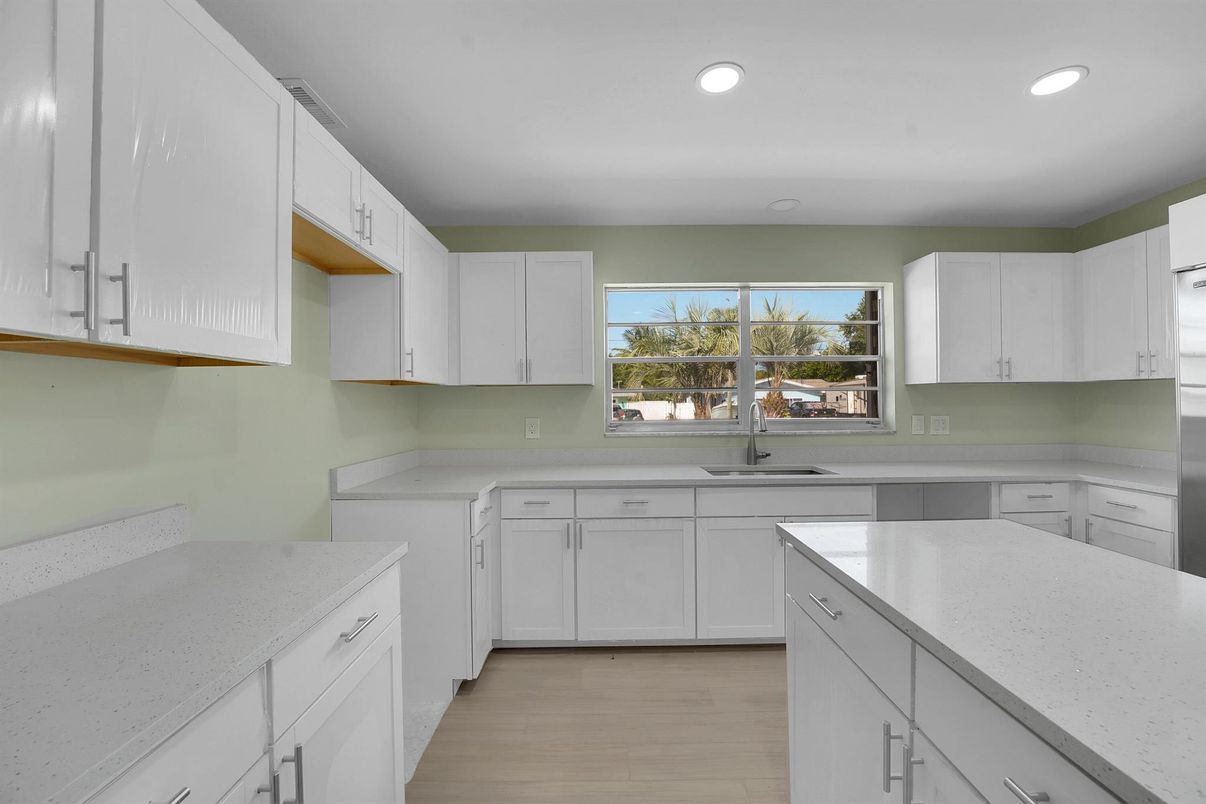 Interior, Kitchen, Recessed Lighting, Wood Texture Flooring
