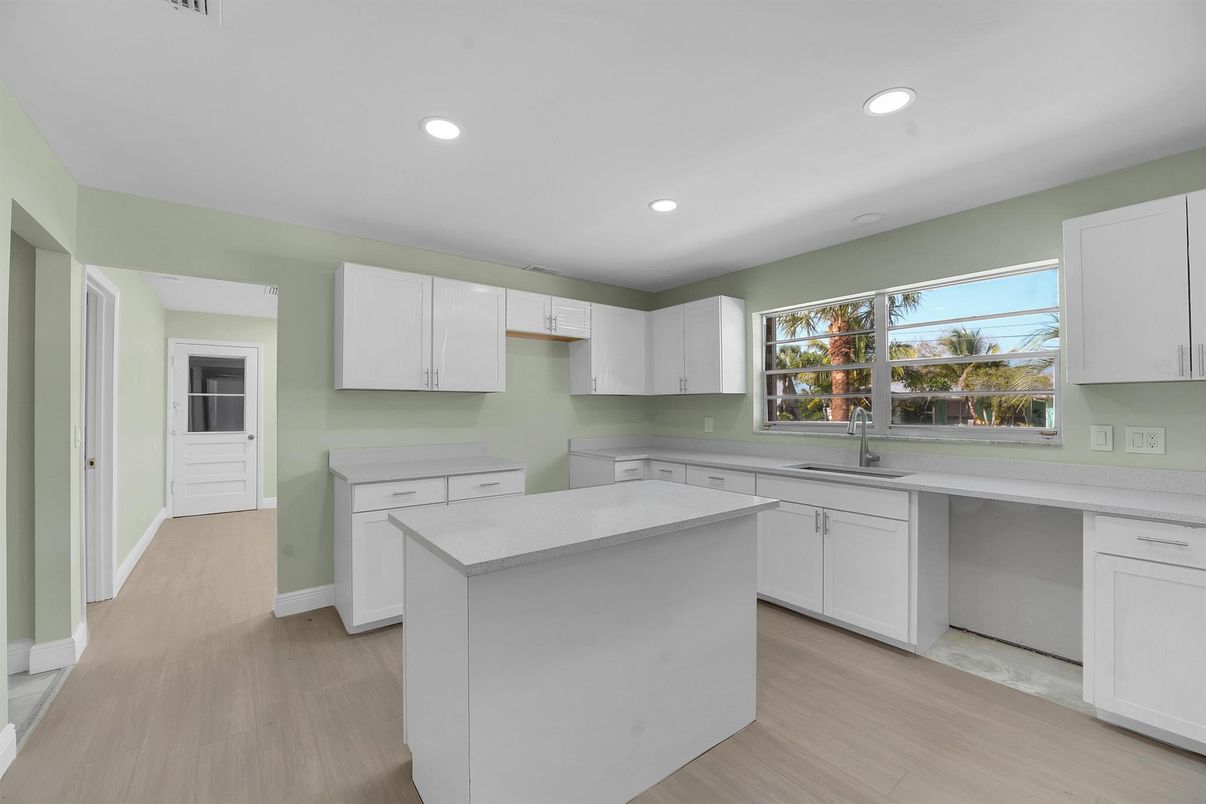 Interior, Kitchen, Recessed Lighting, Wood Texture Flooring
