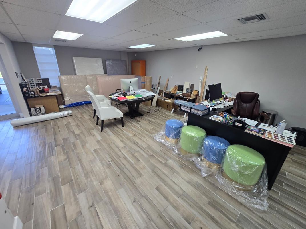Home Office, Interior, Recessed Lighting, Wood Texture Flooring