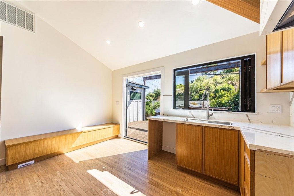Interior, Kitchen, Recessed Lighting, Wood Texture Flooring
