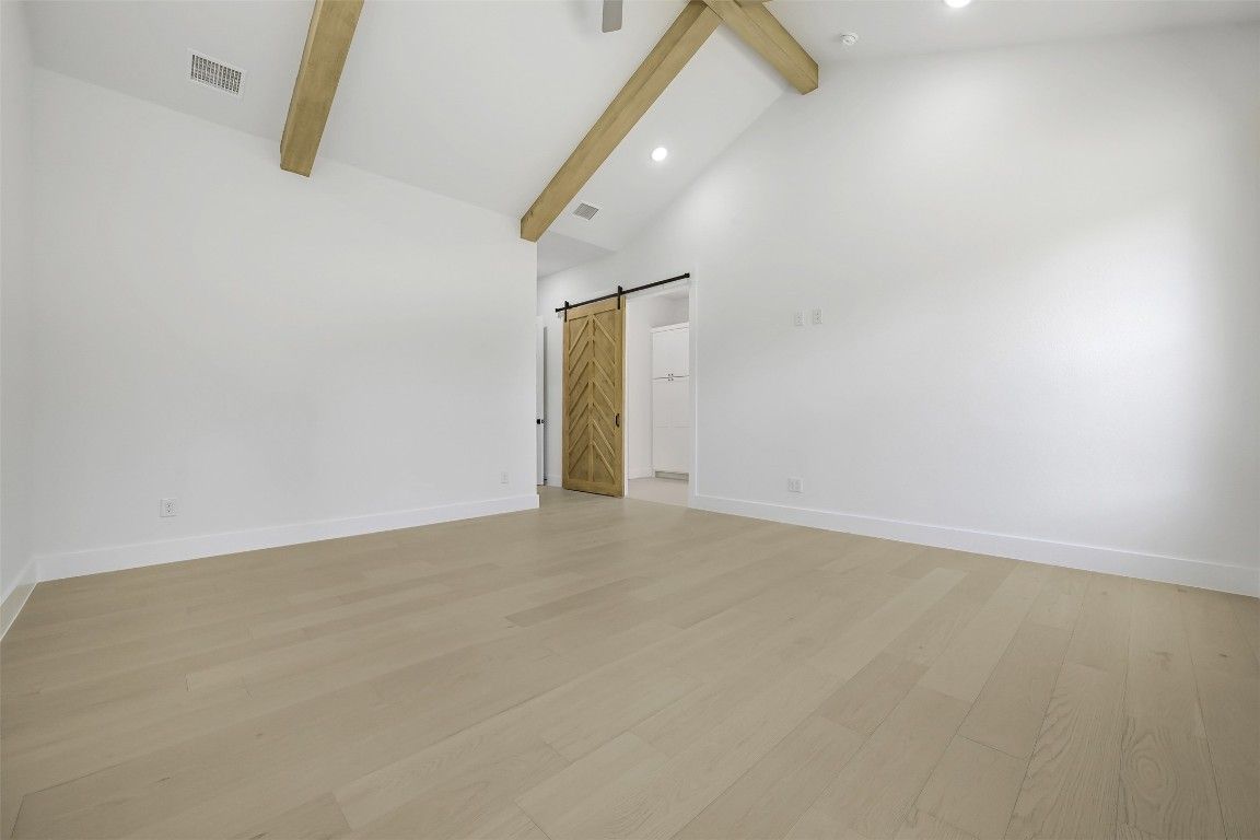 Empty room, Interior, Recessed Lighting, Wooden Beams, Wood Texture Flooring